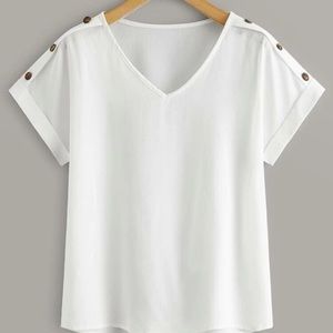 Side button roll up sleeve blouse